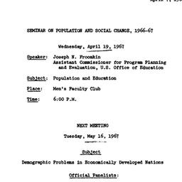 Announcements, 1967-04-07. ...
