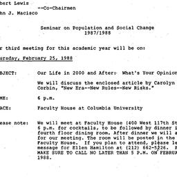 Announcements, 1988-02-25. ...