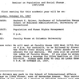 Announcements, 1987-10-22. ...