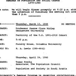 Announcements, 1980-03-13. ...