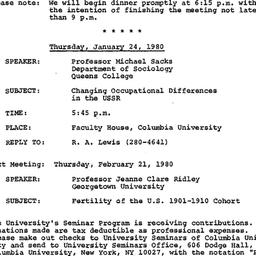 Announcements, 1980-01-24. ...