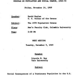Announcements, 1969-11-14. ...