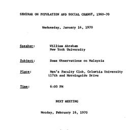 Announcements, 1970-01-14. ...