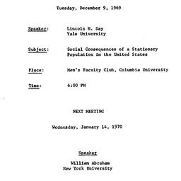 Announcements, 1969-12-09. ...