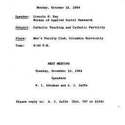 Announcements, 1964-09-29. ...
