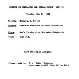 Announcements, 1965-04-30. ...