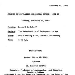 Announcements, 1965-02-12. ...