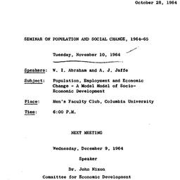 Announcements, 1964-10-28. ...