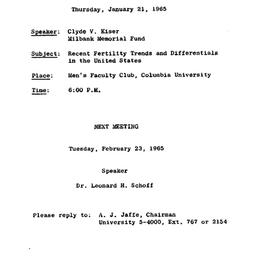 Announcements, 1965-01-12. ...