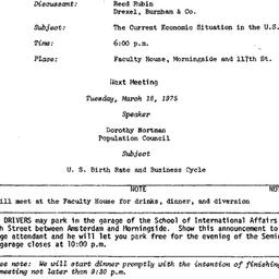 Announcements, 1975-02-18. ...