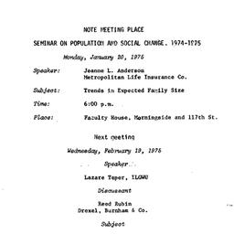 Announcements, 1975-01-20. ...