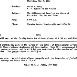 Announcements, 1975-05-08. ...