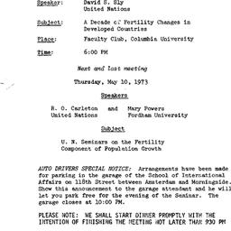 Announcements, 1973-04-18. ...