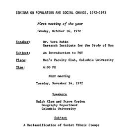Announcements, 1972-10-16. ...