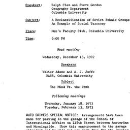 Announcements, 1972-11-14. ...