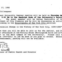 Announcements, 1992-04-17. ...