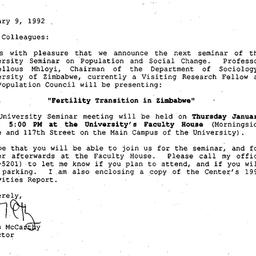 Announcements, 1992-01-09. ...