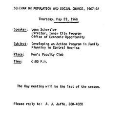 Announcements, 1968-05-15. ...