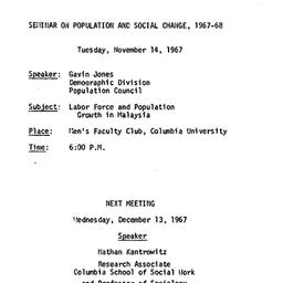 Announcements, 1967-11-06. ...