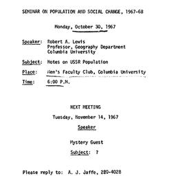 Announcements, 1967-10-18. ...