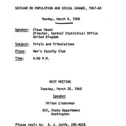 Announcements, 1968-02-23. ...