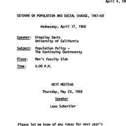 Announcements, 1968-04-04. ...