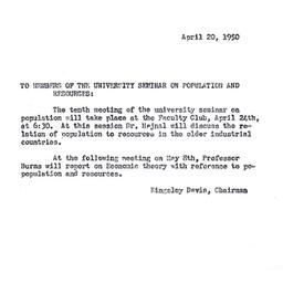Announcements, 1950-04-20. ...