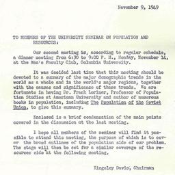 Announcements, 1949-11-09. ...