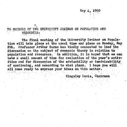Announcements, 1950-05-04. ...