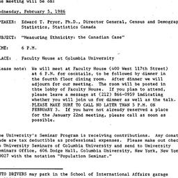 Announcements, 1986-02-05. ...