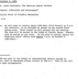 Announcements, 1985-10-09. ...