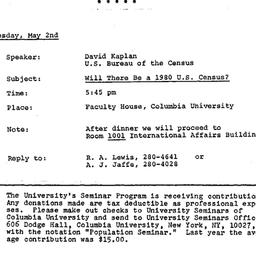 Announcements, 1978-05-02. ...