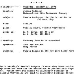 Announcements, 1978-01-12. ...
