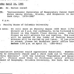 Announcements, 1985-04-24. ...