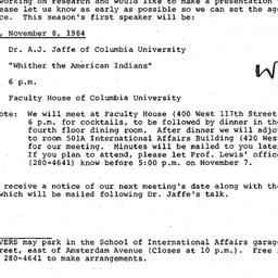 Announcements, 1984-11-08. ...