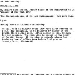 Announcements, 1985-01-31. ...