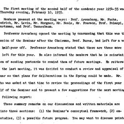 Minutes, 1955-02-10. Social...