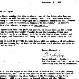 Announcements, 1986-11-05. ...