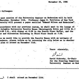 Announcements, 1986-11-26. ...
