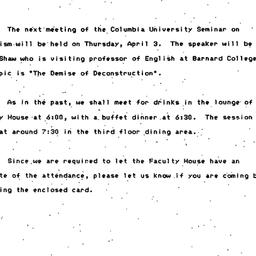 Announcements, 1986-03-13. ...