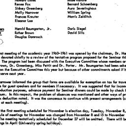Minutes, 1960-10-11. The Ro...