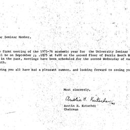 Announcements, 1975-09-10. ...