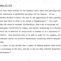 Minutes, 1975-09-10. Death,...