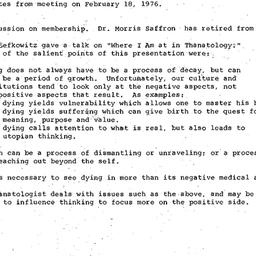 Minutes, 1976-02-18. Death,...