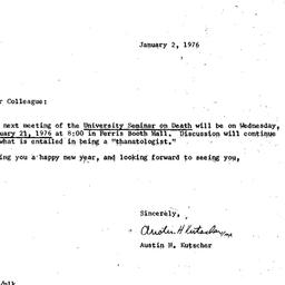 Announcements, 1976-01-02. ...