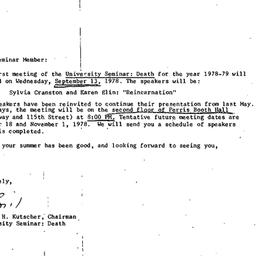 Announcements, 1978-09-13. ...