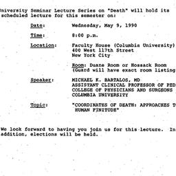 Announcements, 1990-04-27. ...