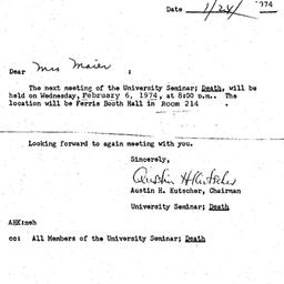 Announcements, 1974-01-24. ...