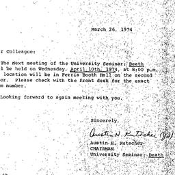 Announcements, 1974-03-26. ...
