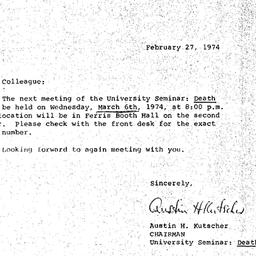 Announcements, 1974-02-27. ...